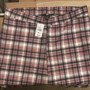 Ashley Stewart MAUVE and Black Plaid Straight Leg Pants